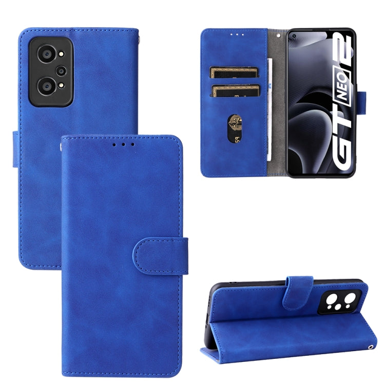 For OPPO Realme GT Neo2 Solid Color Skin Feel Magnetic Buckle Horizontal Flip Calf Texture PU Phone Case