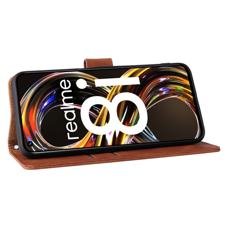 For OPPO Realme 8i Solid Color Skin Feel Magnetic Buckle Horizontal Flip Calf Texture PU Phone Case