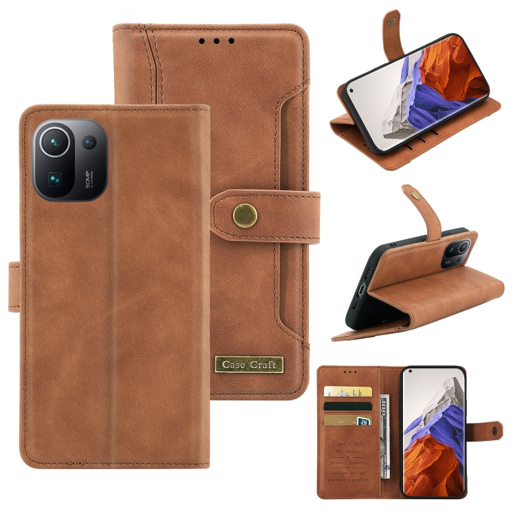For Xiaomi Mi 11 Pro Copper Buckle Horizontal Flip Leather Phone Case with Holder & Card Slots & Wallet