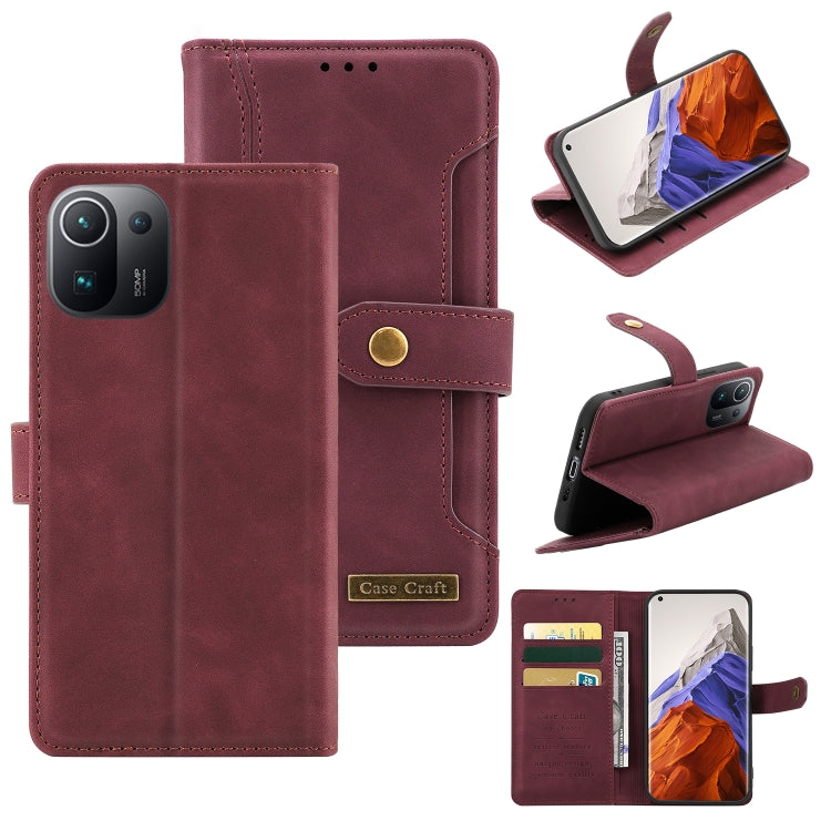 For Xiaomi Mi 11 Pro Copper Buckle Horizontal Flip Leather Phone Case with Holder & Card Slots & Wallet