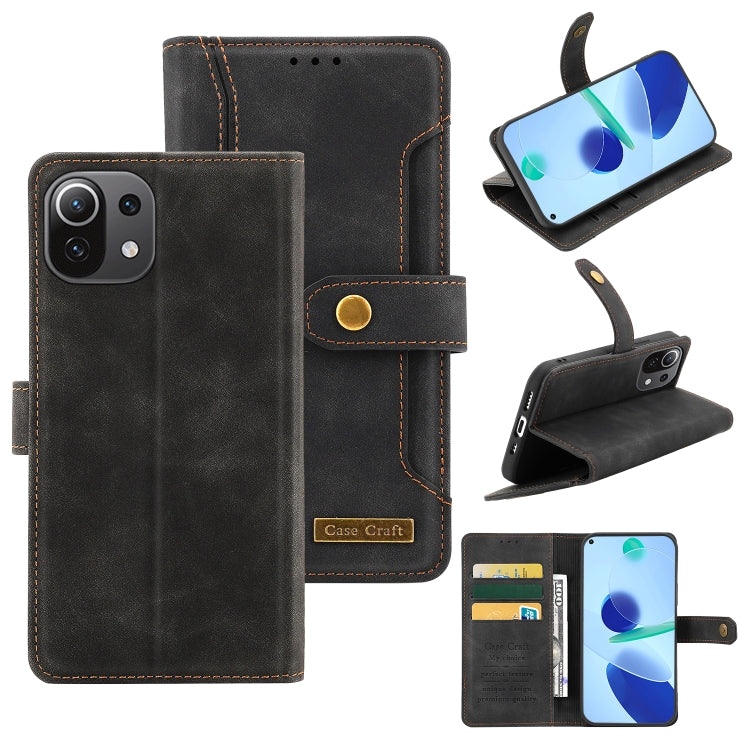 For Xiaomi Mi 11 Lite Copper Buckle Horizontal Flip Leather Phone Case with Holder & Card Slots & Wallet