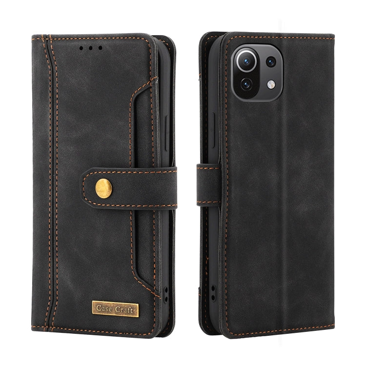 For Xiaomi Mi 11 Lite Copper Buckle Horizontal Flip Leather Phone Case with Holder & Card Slots & Wallet