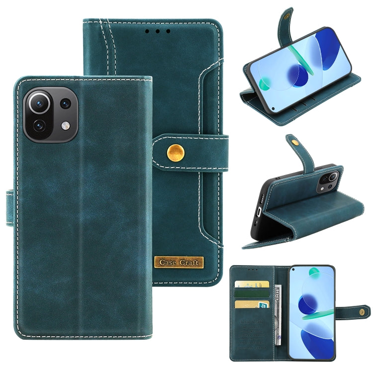 For Xiaomi Mi 11 Lite Copper Buckle Horizontal Flip Leather Phone Case with Holder & Card Slots & Wallet