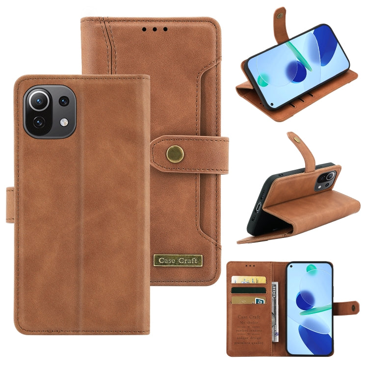 For Xiaomi Mi 11 Lite Copper Buckle Horizontal Flip Leather Phone Case with Holder & Card Slots & Wallet
