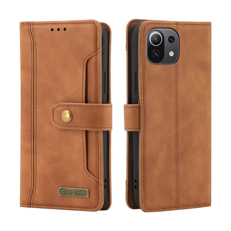 For Xiaomi Mi 11 Lite Copper Buckle Horizontal Flip Leather Phone Case with Holder & Card Slots & Wallet