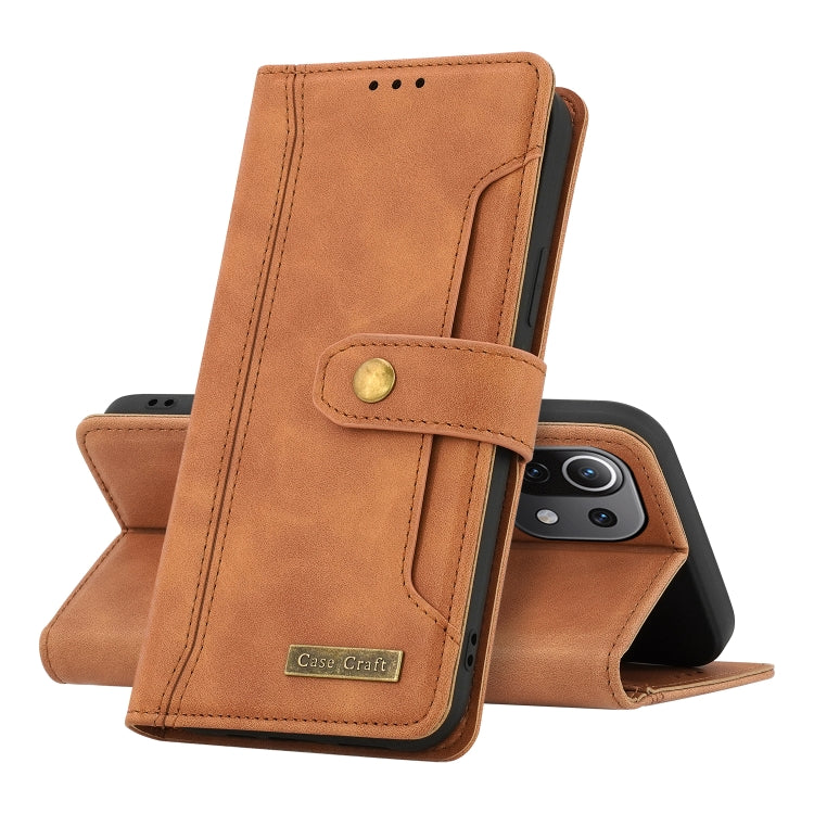 For Xiaomi Mi 11 Lite Copper Buckle Horizontal Flip Leather Phone Case with Holder & Card Slots & Wallet