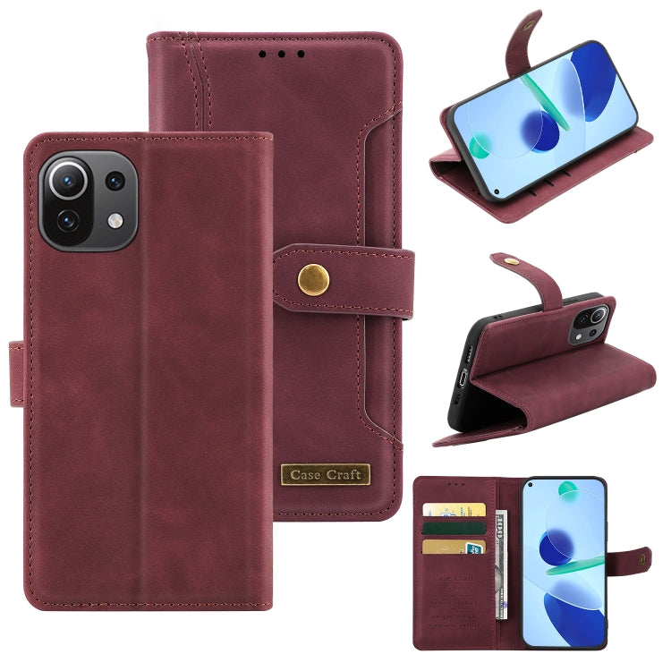 For Xiaomi Mi 11 Lite Copper Buckle Horizontal Flip Leather Phone Case with Holder & Card Slots & Wallet
