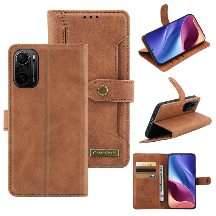 For Xiaomi Redmi K40 Copper Buckle Horizontal Flip Leather Phone Case with Holder & Card Slots & Wallet