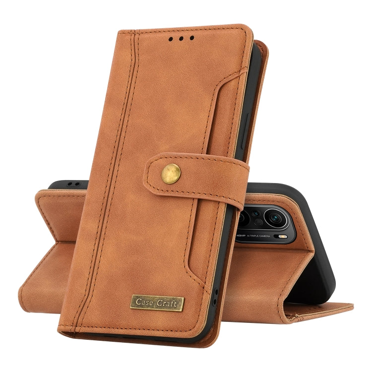 For Xiaomi Redmi K40 Copper Buckle Horizontal Flip Leather Phone Case with Holder & Card Slots & Wallet