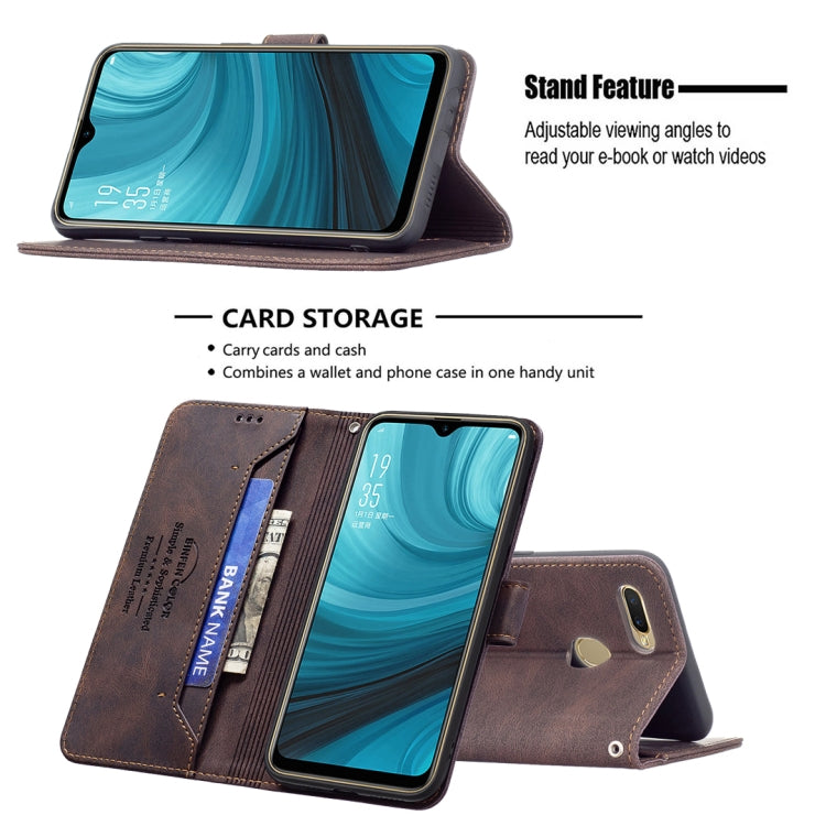 For OPPO A7 Magnetic Clasp RFID Blocking Anti-Theft Leather Case with Holder & Card Slots & Wallet
