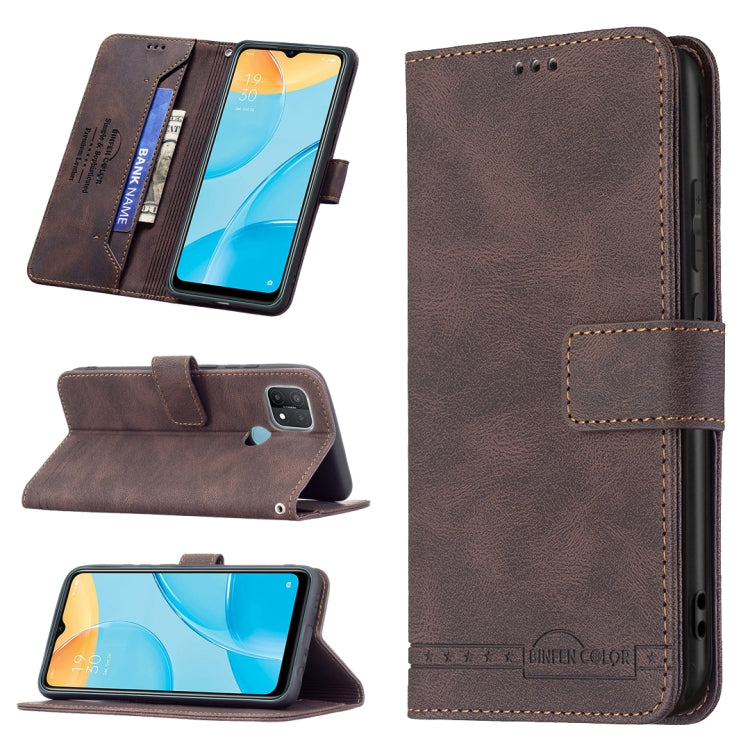 For OPPO A15 Magnetic Clasp RFID Blocking Anti-Theft Leather Case with Holder & Card Slots & Wallet