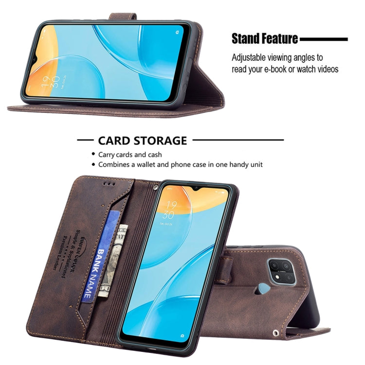 For OPPO A15 Magnetic Clasp RFID Blocking Anti-Theft Leather Case with Holder & Card Slots & Wallet