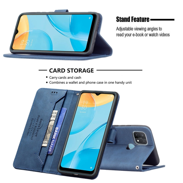 For OPPO A15 Magnetic Clasp RFID Blocking Anti-Theft Leather Case with Holder & Card Slots & Wallet