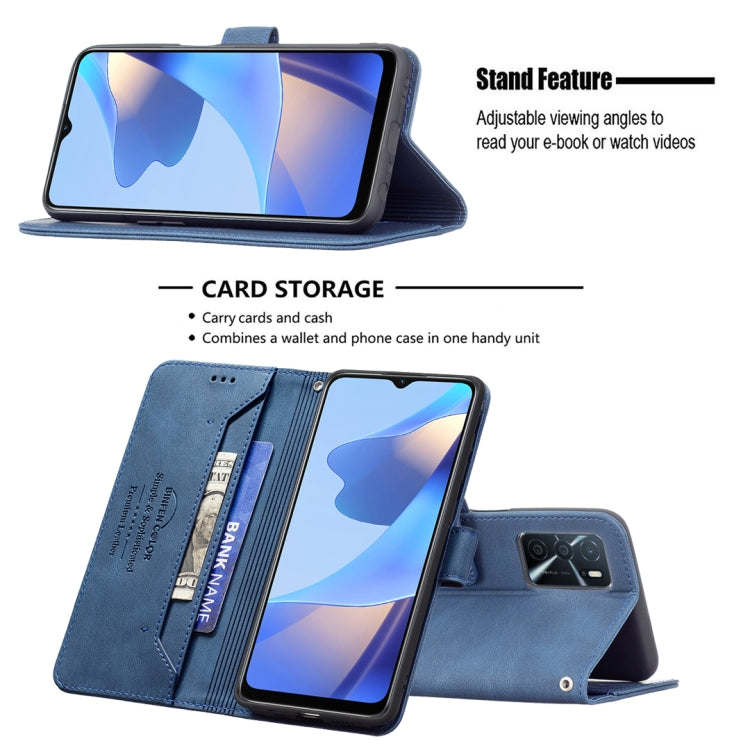 For OPPO A16/ A16s/ A54s/ A55 5G/ A53s 5G Magnetic Clasp RFID Blocking Anti-Theft Leather Case with Holder & Card Slots & Wallet