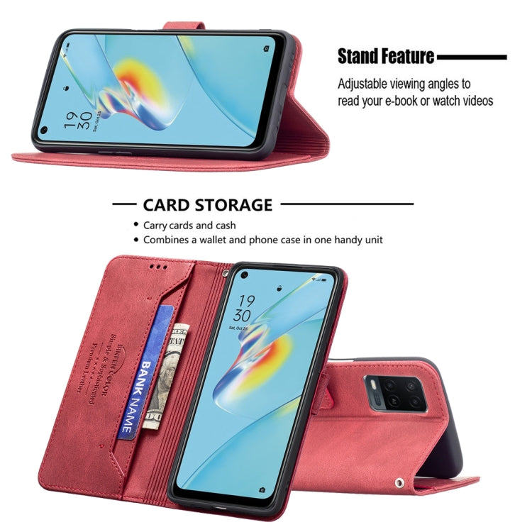 For OPPO A54 4G Magnetic Clasp RFID Blocking Anti-Theft Leather Case with Holder & Card Slots & Wallet