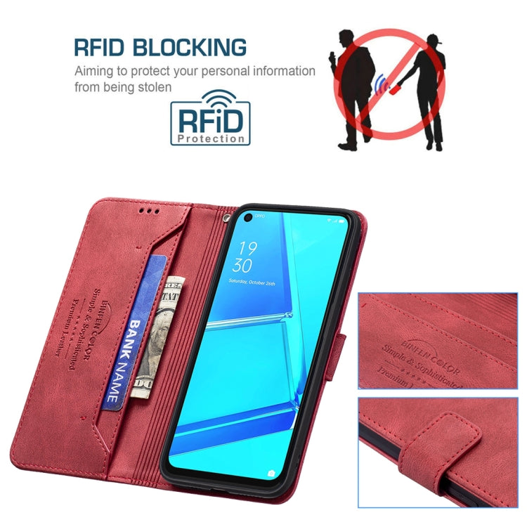 For OPPO A72 / A52 / A92 Magnetic Clasp RFID Blocking Anti-Theft Leather Case with Holder & Card Slots & Wallet