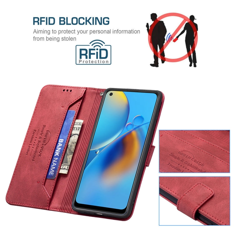 For OPPO A74 4G / F19 4G Magnetic Clasp RFID Blocking Anti-Theft Leather Case with Holder & Card Slots & Wallet