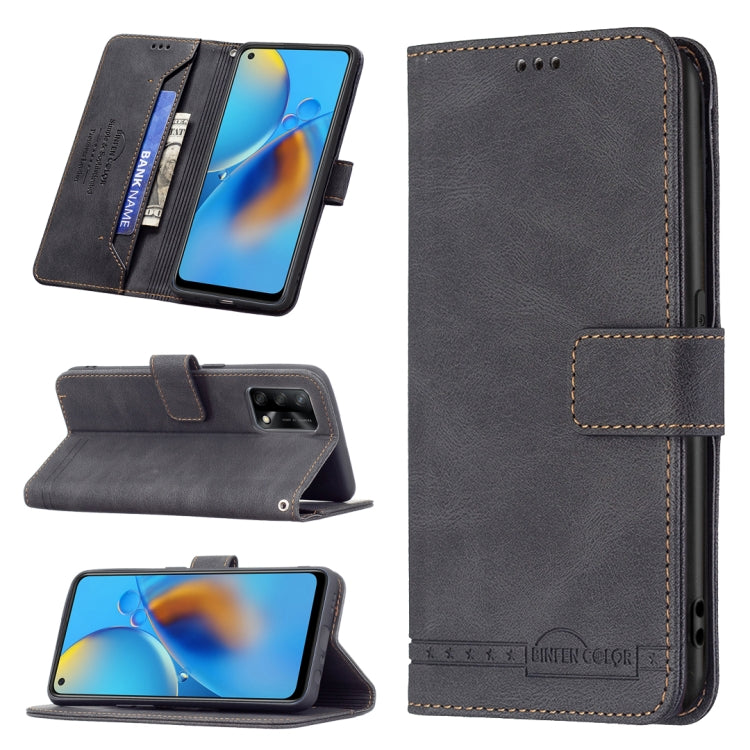 For OPPO A74 4G / F19 4G Magnetic Clasp RFID Blocking Anti-Theft Leather Case with Holder & Card Slots & Wallet
