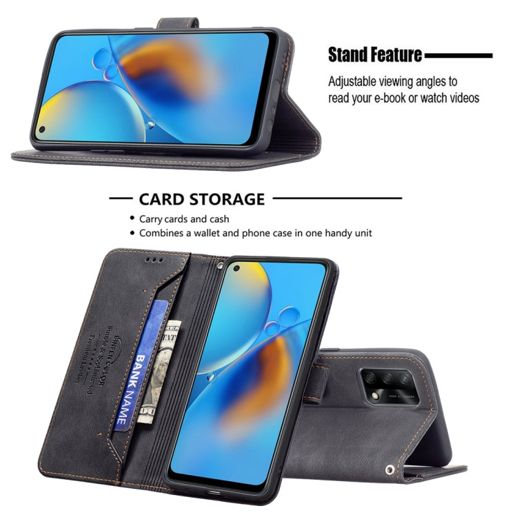 For OPPO A74 4G / F19 4G Magnetic Clasp RFID Blocking Anti-Theft Leather Case with Holder & Card Slots & Wallet