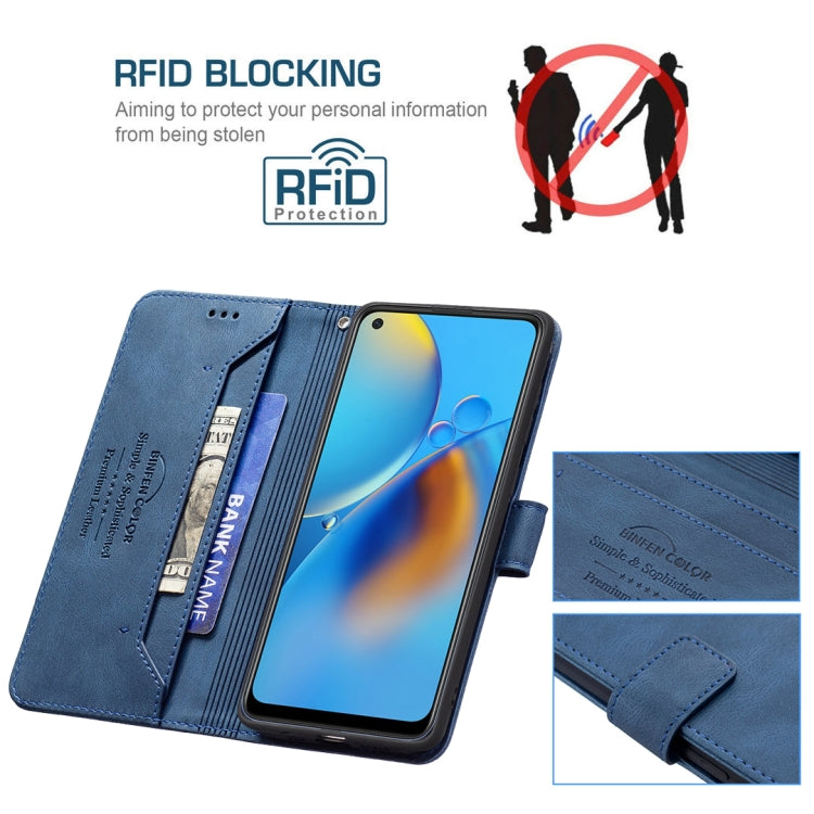 For OPPO A74 4G / F19 4G Magnetic Clasp RFID Blocking Anti-Theft Leather Case with Holder & Card Slots & Wallet
