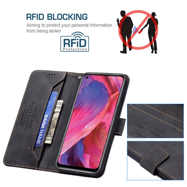 For OPPO A74 5G / A93 5G / A54 5G Magnetic Clasp RFID Blocking Anti-Theft Leather Case with Holder & Card Slots & Wallet