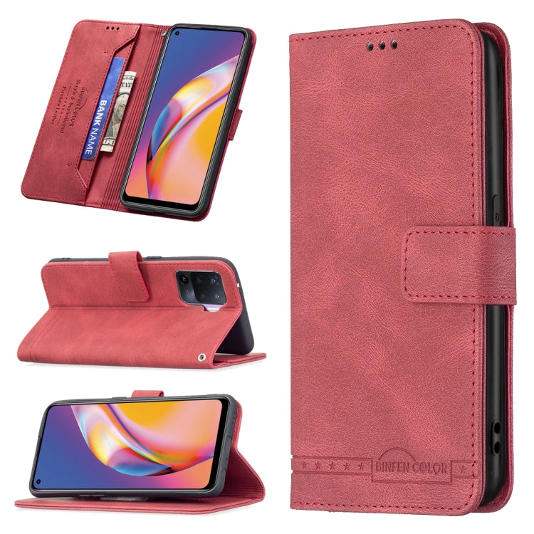 For OPPO A94 4G / Reno5 F / F19 Pro Magnetic Clasp RFID Blocking Anti-Theft Leather Case with Holder & Card Slots & Wallet
