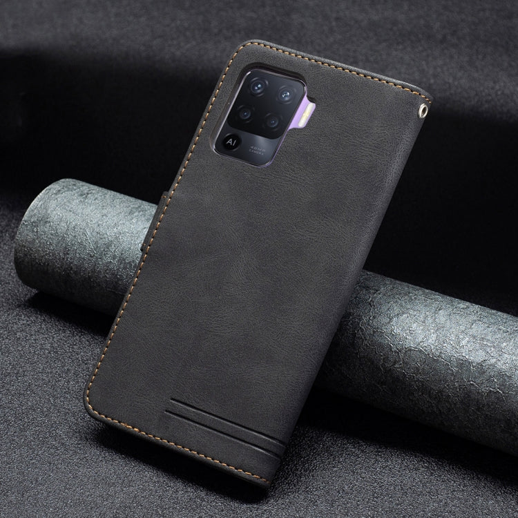 For OPPO A94 4G / Reno5 F / F19 Pro Magnetic Clasp RFID Blocking Anti-Theft Leather Case with Holder & Card Slots & Wallet