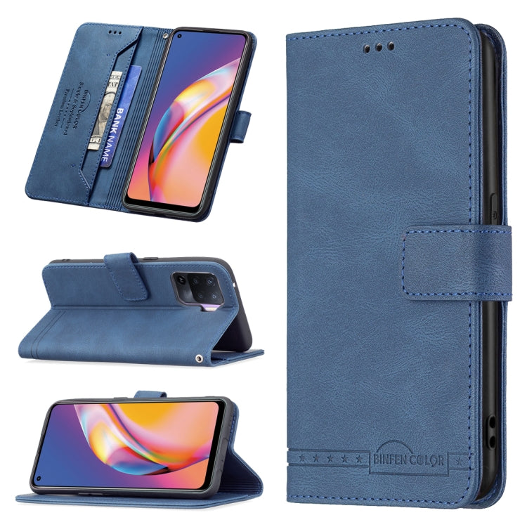 For OPPO A94 4G / Reno5 F / F19 Pro Magnetic Clasp RFID Blocking Anti-Theft Leather Case with Holder & Card Slots & Wallet
