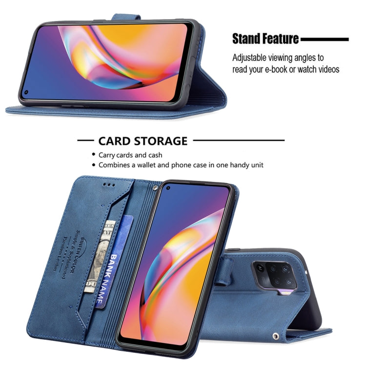 For OPPO A94 4G / Reno5 F / F19 Pro Magnetic Clasp RFID Blocking Anti-Theft Leather Case with Holder & Card Slots & Wallet