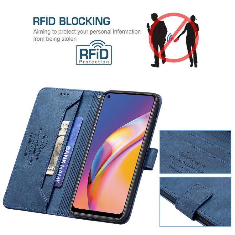 For OPPO A94 4G / Reno5 F / F19 Pro Magnetic Clasp RFID Blocking Anti-Theft Leather Case with Holder & Card Slots & Wallet