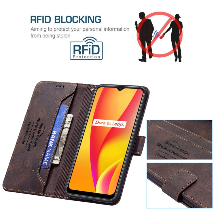 For OPPO Realme C12 / C15 / C25 Magnetic Clasp RFID Blocking Anti-Theft Leather Case with Holder & Card Slots & Wallet