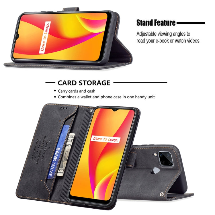 For OPPO Realme C12 / C15 / C25 Magnetic Clasp RFID Blocking Anti-Theft Leather Case with Holder & Card Slots & Wallet