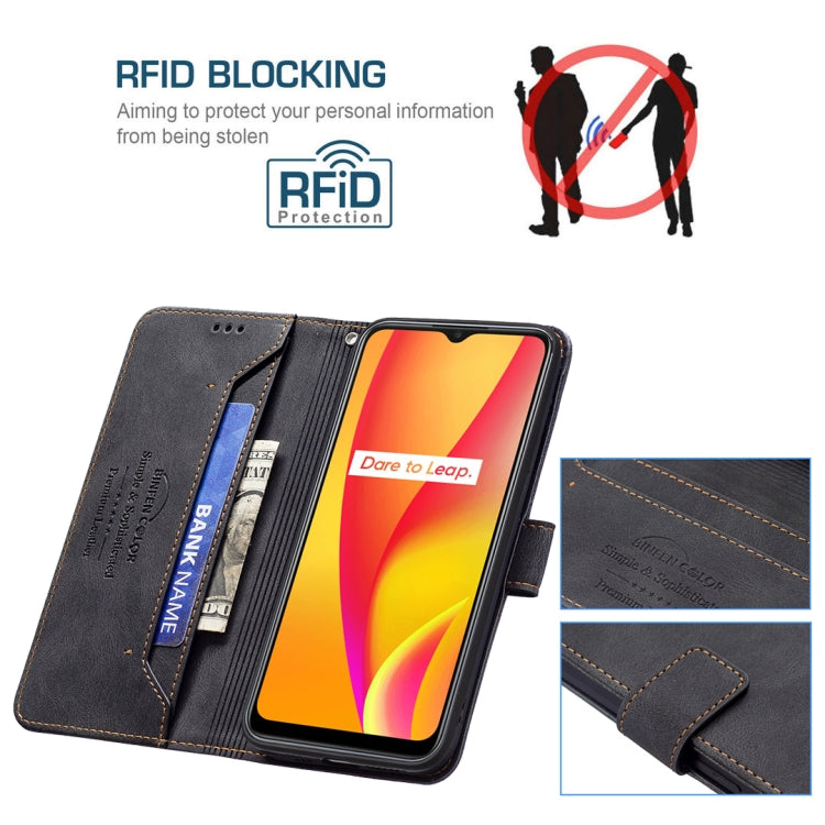 For OPPO Realme C12 / C15 / C25 Magnetic Clasp RFID Blocking Anti-Theft Leather Case with Holder & Card Slots & Wallet