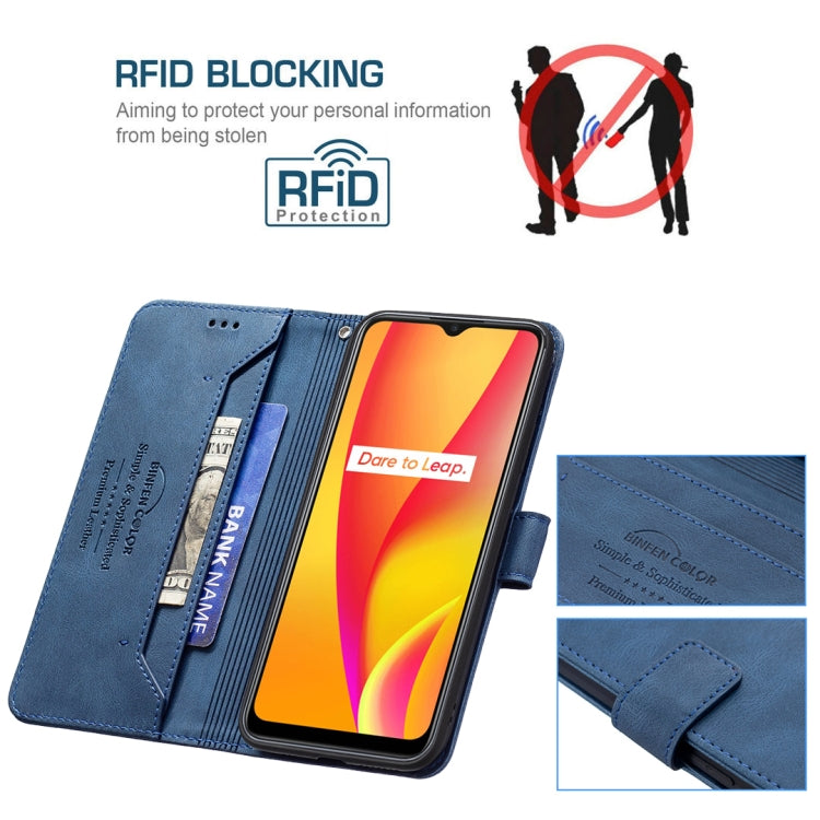 For OPPO Realme C12 / C15 / C25 Magnetic Clasp RFID Blocking Anti-Theft Leather Case with Holder & Card Slots & Wallet