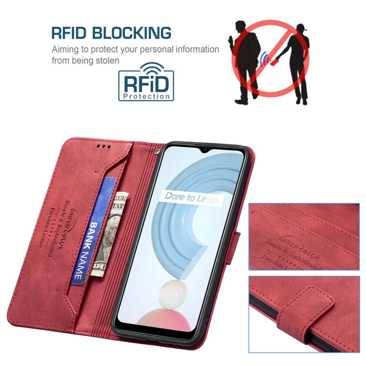 For OPPO Realme C21 / C20 Magnetic Clasp RFID Blocking Anti-Theft Leather Case with Holder & Card Slots & Wallet