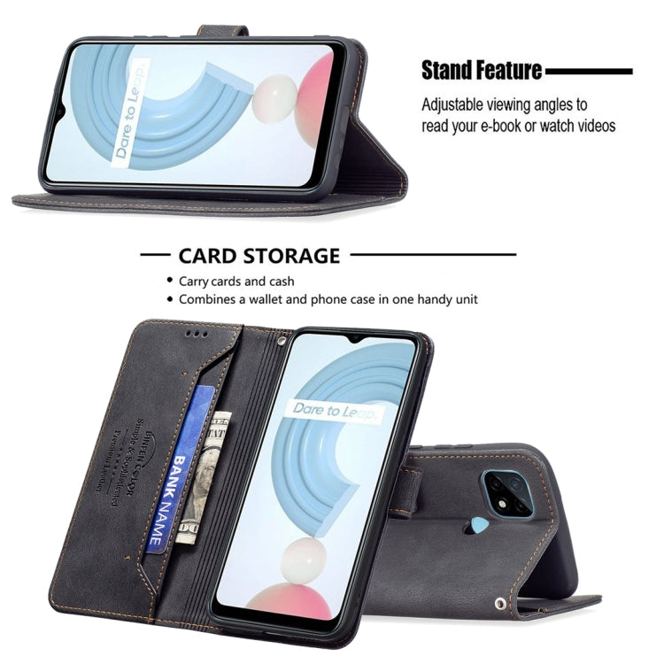 For OPPO Realme C21 / C20 Magnetic Clasp RFID Blocking Anti-Theft Leather Case with Holder & Card Slots & Wallet