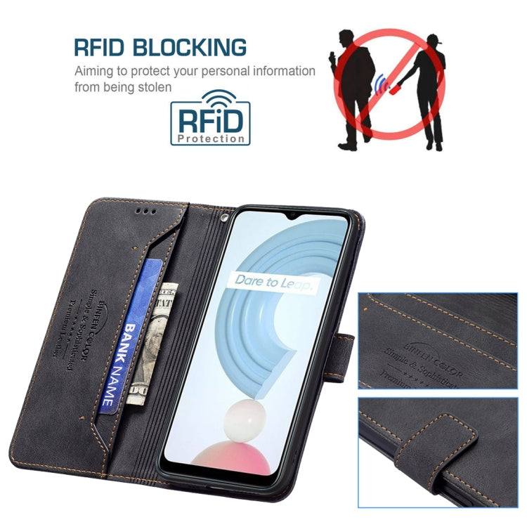 For OPPO Realme C21 / C20 Magnetic Clasp RFID Blocking Anti-Theft Leather Case with Holder & Card Slots & Wallet