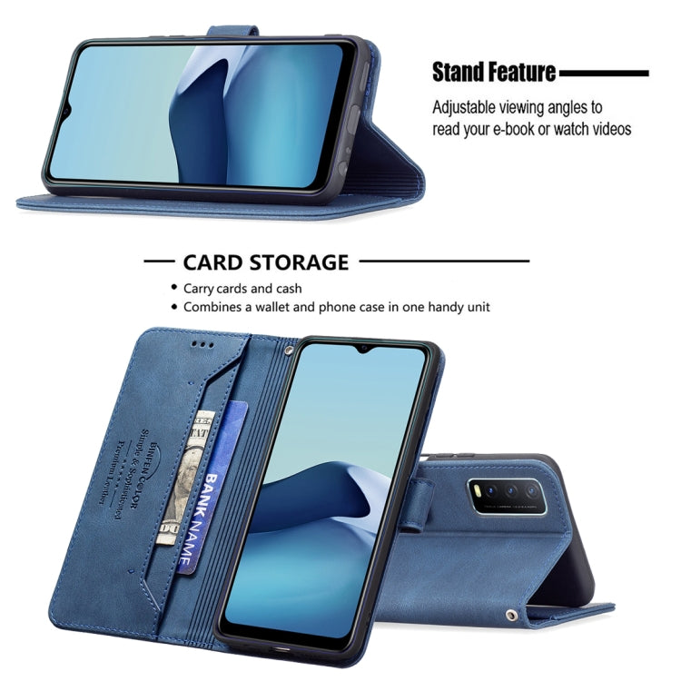 For vivo Y20 Magnetic Clasp RFID Blocking Anti-Theft Leather Case with Holder & Card Slots & Wallet