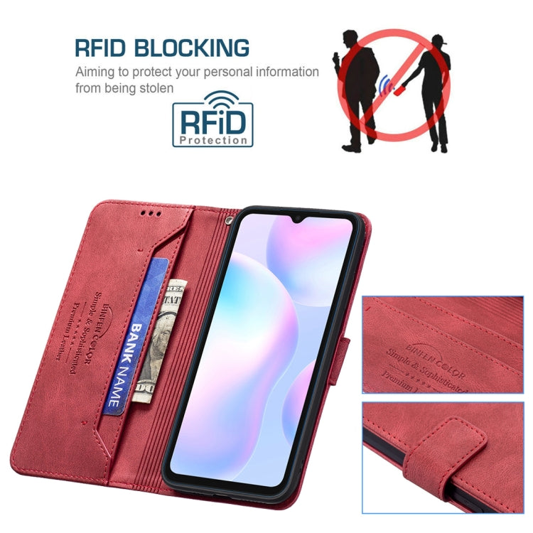 For Xiaomi Redmi 9A Magnetic Clasp RFID Blocking Anti-Theft Leather Case with Holder & Card Slots & Wallet