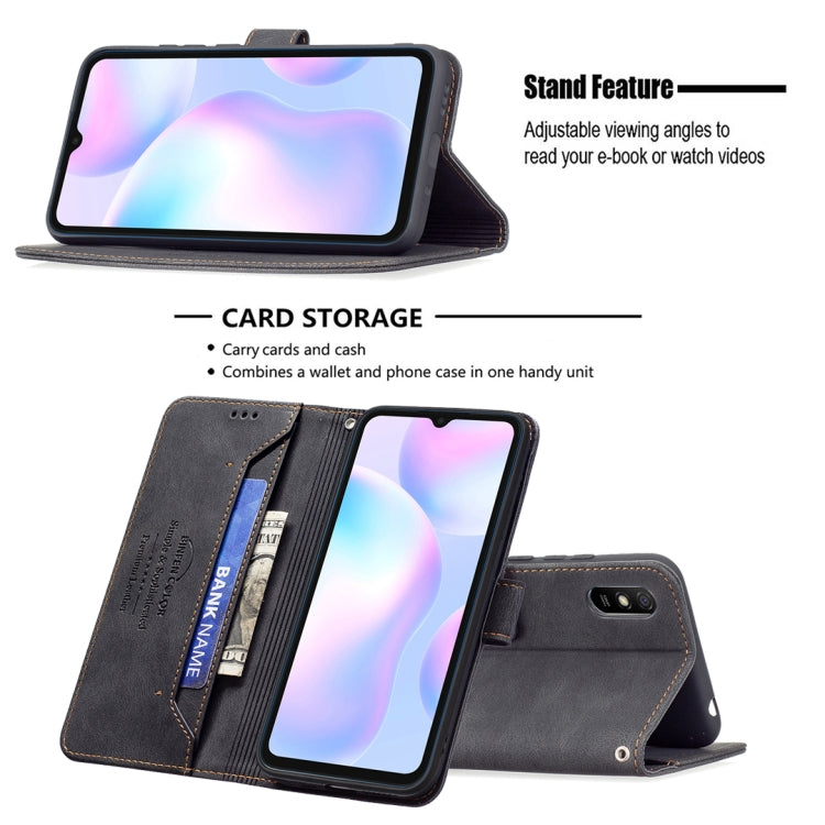 For Xiaomi Redmi 9A Magnetic Clasp RFID Blocking Anti-Theft Leather Case with Holder & Card Slots & Wallet