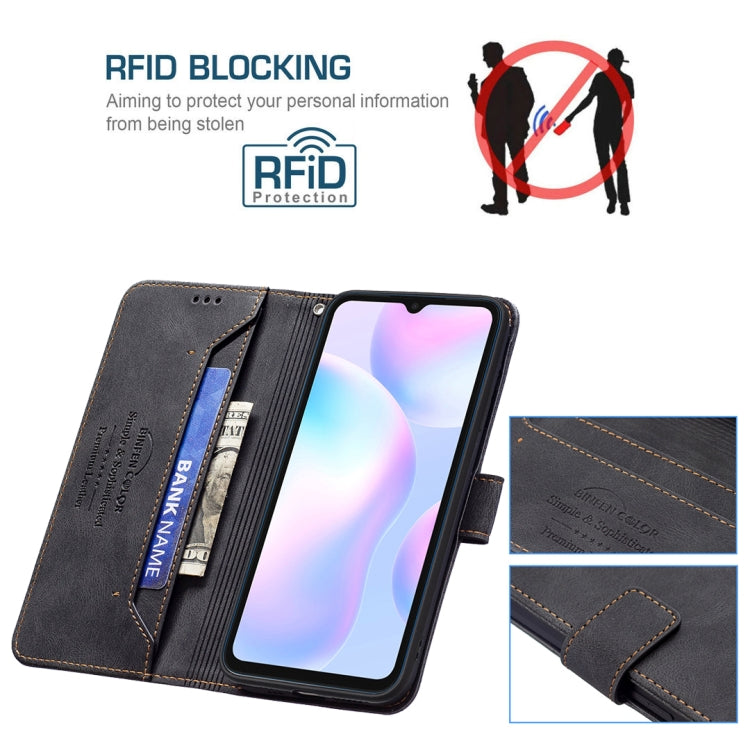 For Xiaomi Redmi 9A Magnetic Clasp RFID Blocking Anti-Theft Leather Case with Holder & Card Slots & Wallet