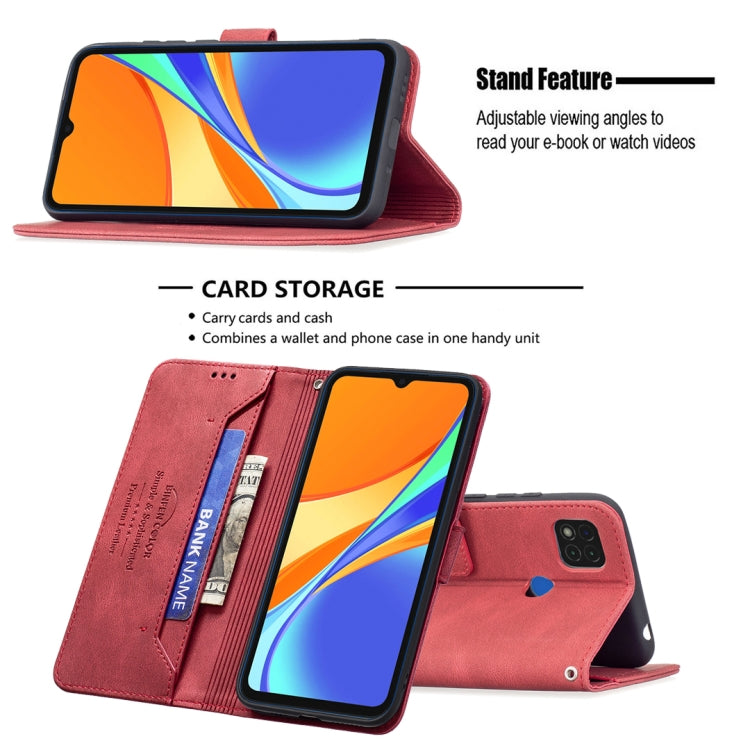 For Xiaomi Redmi 9C Magnetic Clasp RFID Blocking Anti-Theft Leather Case with Holder & Card Slots & Wallet