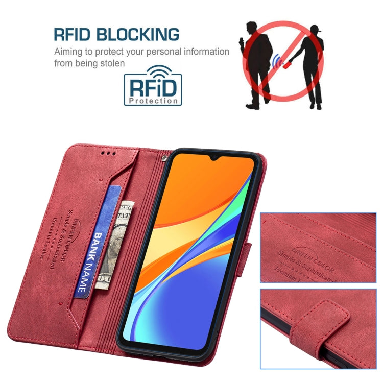 For Xiaomi Redmi 9C Magnetic Clasp RFID Blocking Anti-Theft Leather Case with Holder & Card Slots & Wallet