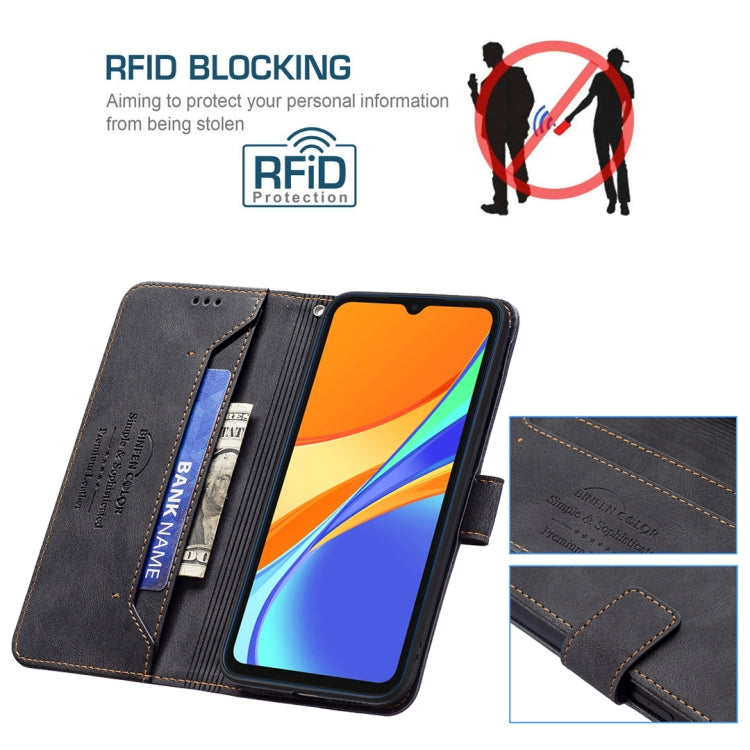 For Xiaomi Redmi 9C Magnetic Clasp RFID Blocking Anti-Theft Leather Case with Holder & Card Slots & Wallet
