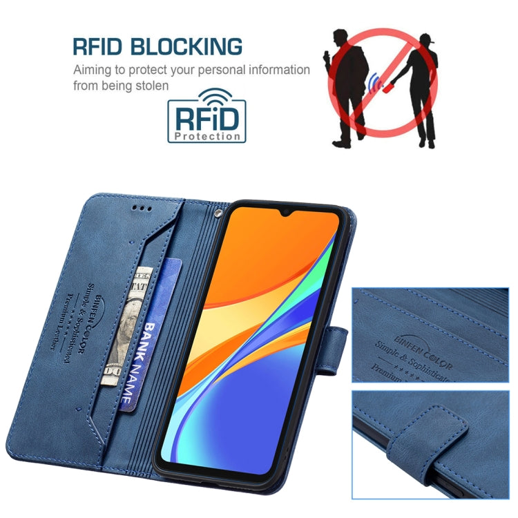 For Xiaomi Redmi 9C Magnetic Clasp RFID Blocking Anti-Theft Leather Case with Holder & Card Slots & Wallet