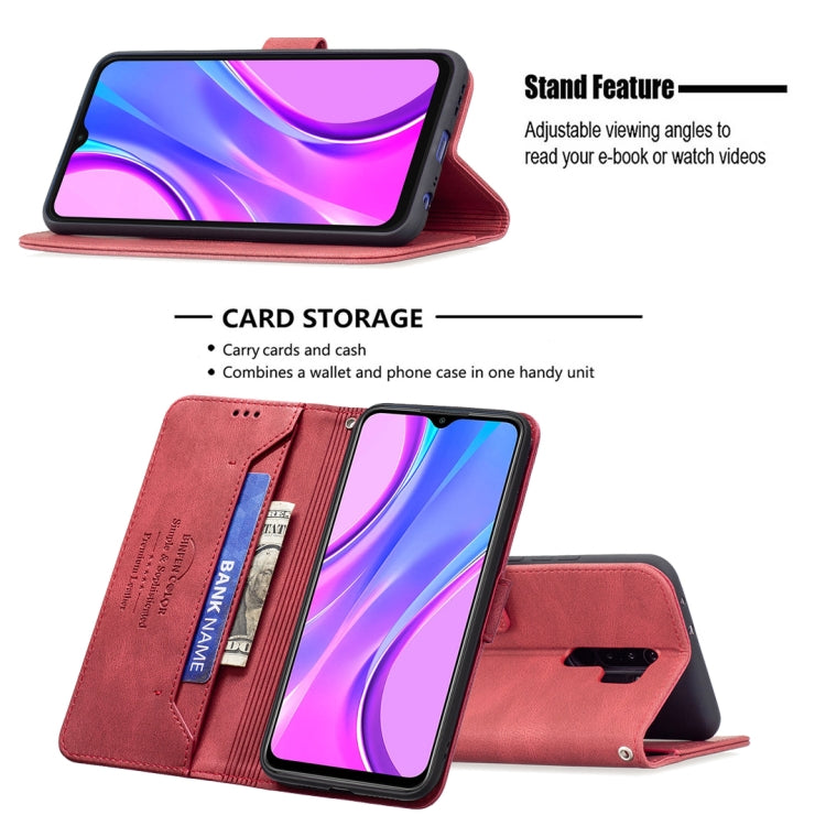 For Xiaomi Redmi 9 Magnetic Clasp RFID Blocking Anti-Theft Leather Case with Holder & Card Slots & Wallet