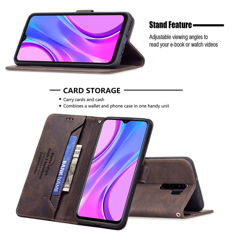For Xiaomi Redmi 9 Magnetic Clasp RFID Blocking Anti-Theft Leather Case with Holder & Card Slots & Wallet