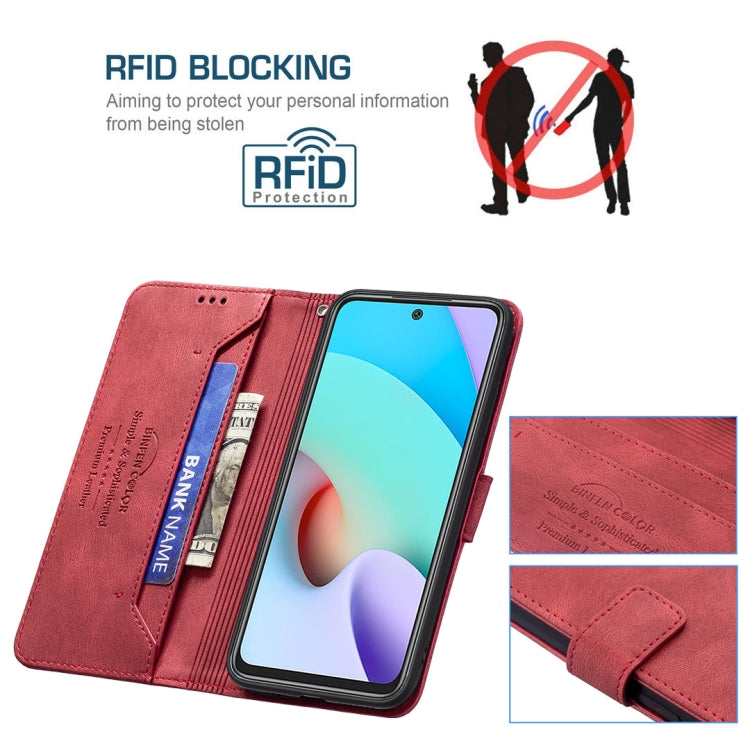 For Xiaomi Redmi 10 Magnetic Clasp RFID Blocking Anti-Theft Leather Case with Holder & Card Slots & Wallet