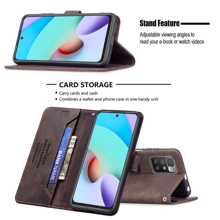 For Xiaomi Redmi 10 Magnetic Clasp RFID Blocking Anti-Theft Leather Case with Holder & Card Slots & Wallet
