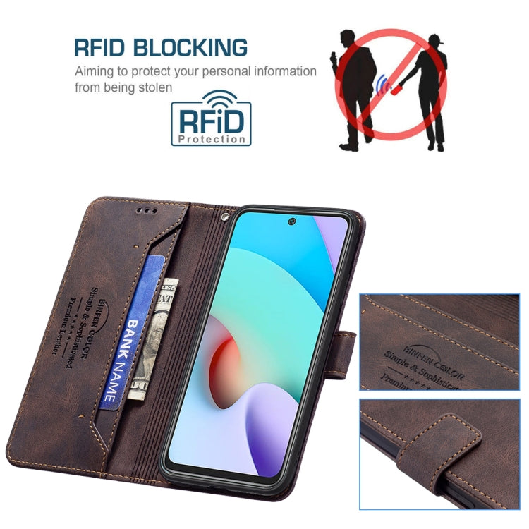 For Xiaomi Redmi 10 Magnetic Clasp RFID Blocking Anti-Theft Leather Case with Holder & Card Slots & Wallet
